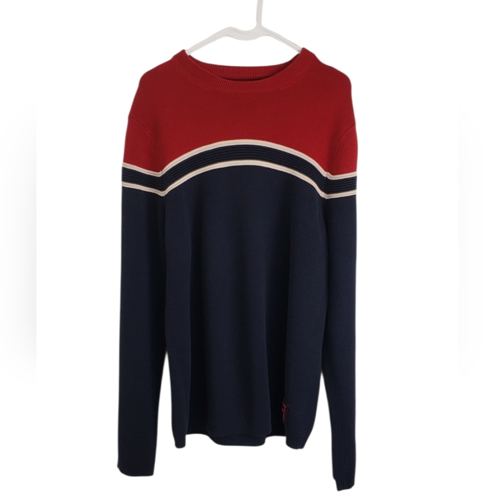 Abercrombie & Fitch Y2K Striped Thick Sweater Red/White/Blue Sz XL Preppy